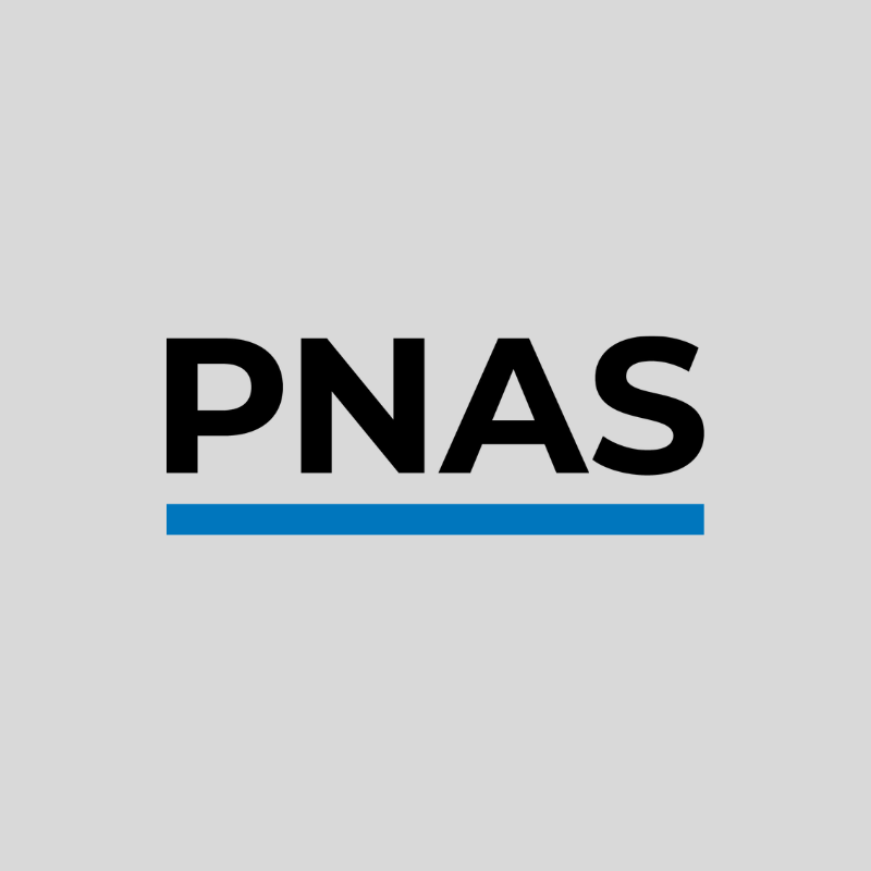 Logo for the Proceedings of the National Academy of Sciences Journal. The letters PNAS are above a blue line with a gray background.